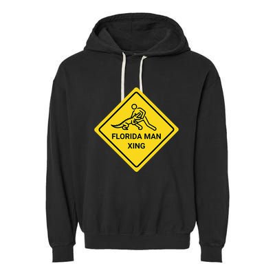 Florida Crossing Sign Garment-Dyed Fleece Hoodie