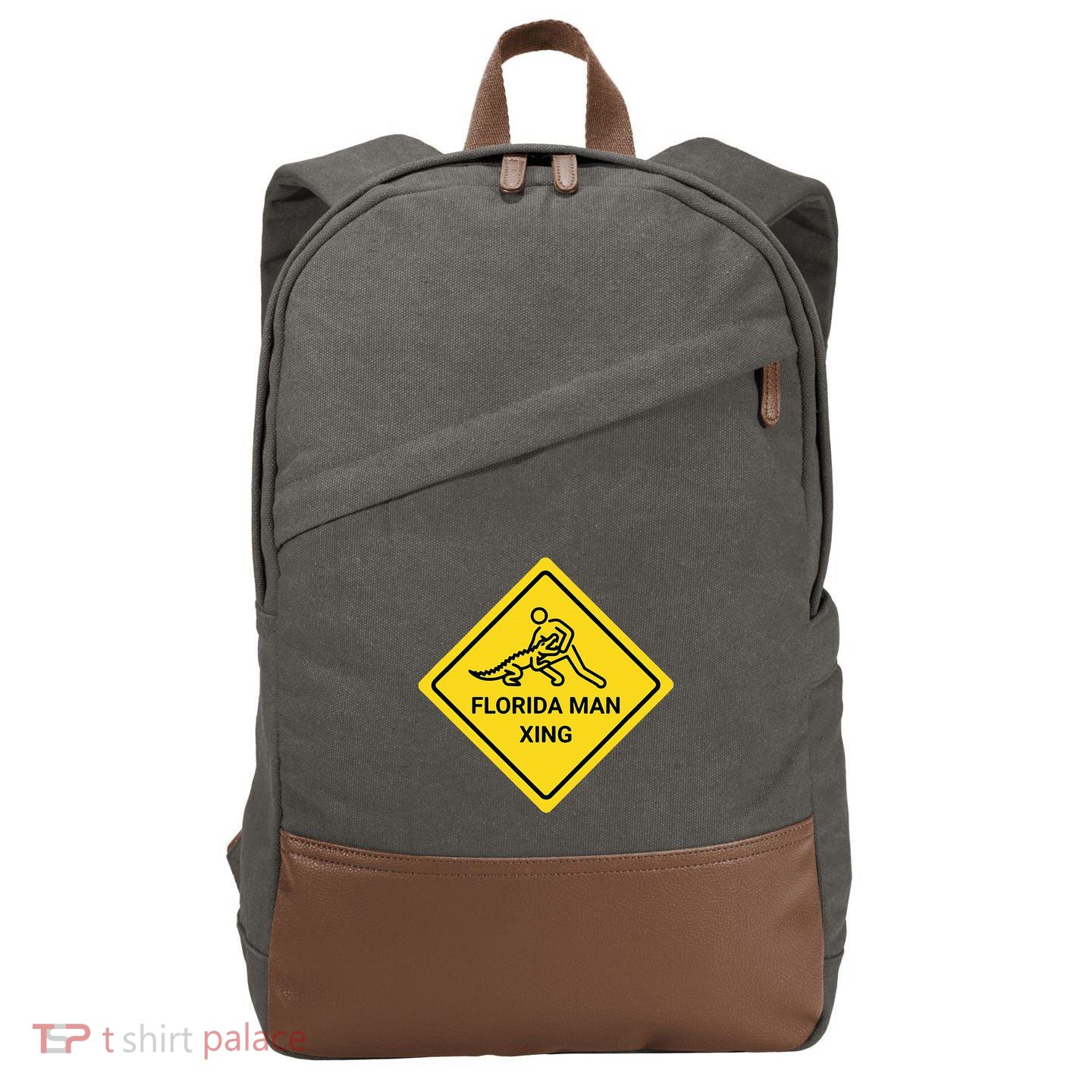 Florida Crossing Sign Cotton Canvas Backpack