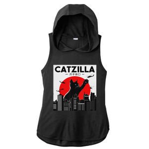 Funny Cat Shirt Catzilla Cat Gift Ladies PosiCharge Tri-Blend Wicking Draft Hoodie Tank