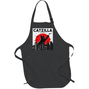 Funny Cat Shirt Catzilla Cat Gift Full-Length Apron With Pockets