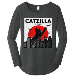 Funny Cat Shirt Catzilla Cat Gift Women's Perfect Tri Tunic Long Sleeve Shirt