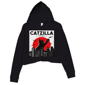 Funny Cat Shirt Catzilla Cat Gift Crop Fleece Hoodie