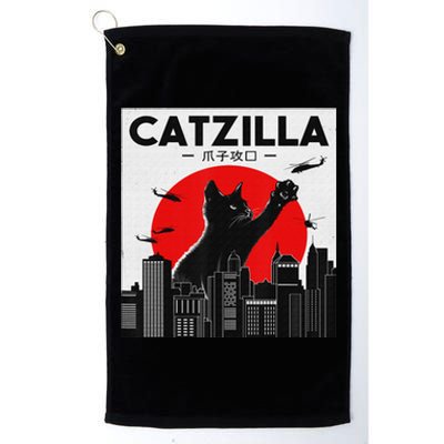 Funny Cat Shirt Catzilla Cat Gift Platinum Collection Golf Towel