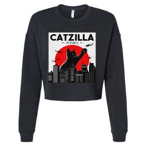 Funny Cat Shirt Catzilla Cat Gift Cropped Pullover Crew