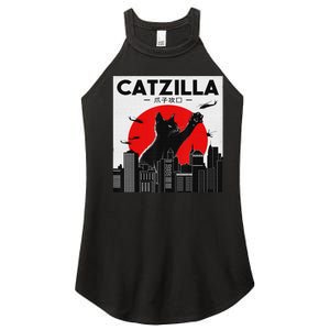 Funny Cat Shirt Catzilla Cat Gift Women's Perfect Tri Rocker Tank