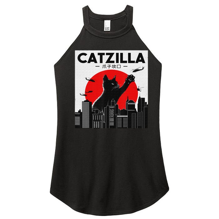 Funny Cat Shirt Catzilla Cat Gift Women's Perfect Tri Rocker Tank