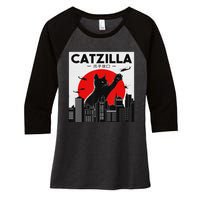 Funny Cat Shirt Catzilla Cat Gift Women's Tri-Blend 3/4-Sleeve Raglan Shirt