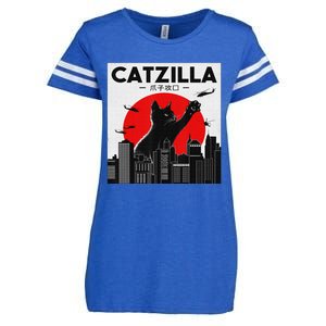 Funny Cat Shirt Catzilla Cat Gift Enza Ladies Jersey Football T-Shirt