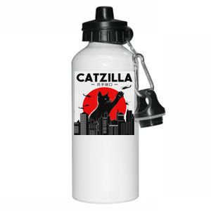 Funny Cat Shirt Catzilla Cat Gift Aluminum Water Bottle