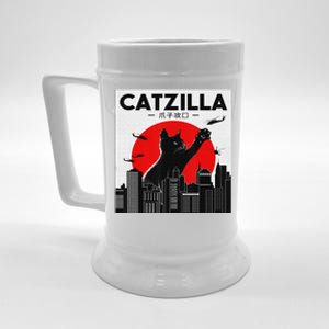 Funny Cat Shirt Catzilla Cat Gift Beer Stein