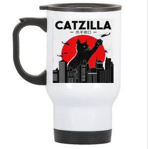 Funny Cat Shirt Catzilla Cat Gift Stainless Steel Travel Mug