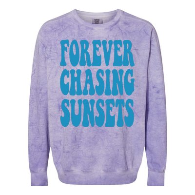 Forever Chasing Sunsets Retro Summer Colorblast Crewneck Sweatshirt