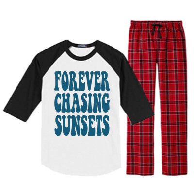 Forever Chasing Sunsets Retro Summer Raglan Sleeve Pajama Set