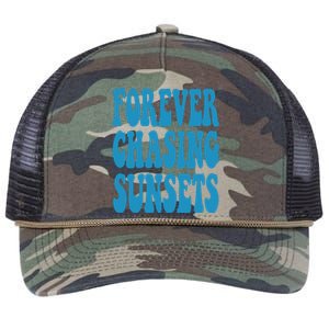 Forever Chasing Sunsets Retro Summer Retro Rope Trucker Hat Cap