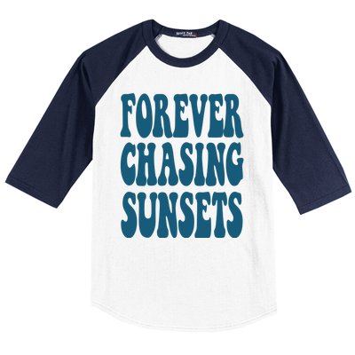 Forever Chasing Sunsets Retro Summer Baseball Sleeve Shirt