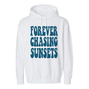 Forever Chasing Sunsets Retro Summer Garment-Dyed Fleece Hoodie