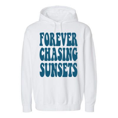 Forever Chasing Sunsets Retro Summer Garment-Dyed Fleece Hoodie