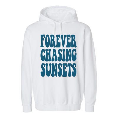 Forever Chasing Sunsets Retro Summer Garment-Dyed Fleece Hoodie