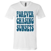 Forever Chasing Sunsets Retro Summer V-Neck T-Shirt