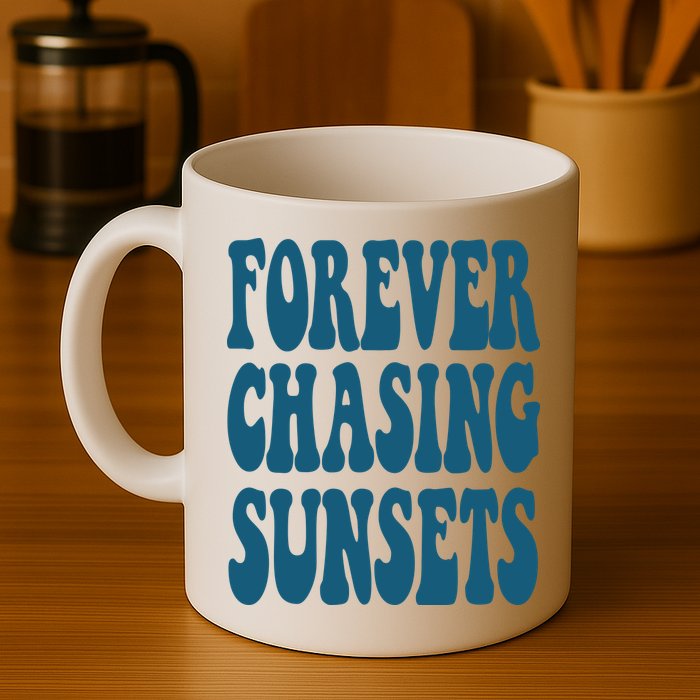 Forever Chasing Sunsets Retro Summer Mug