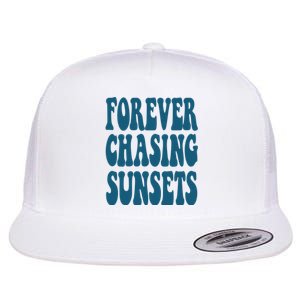 Forever Chasing Sunsets Retro Summer Flat Bill Trucker Hat