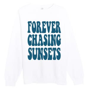 Forever Chasing Sunsets Retro Summer Premium Crewneck Sweatshirt