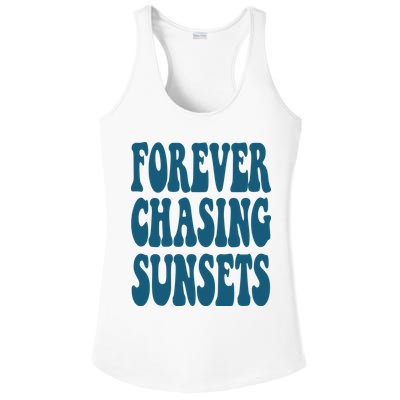 Forever Chasing Sunsets Retro Summer Ladies PosiCharge Competitor Racerback Tank