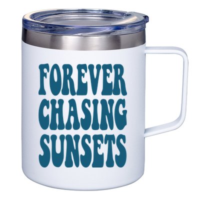 Forever Chasing Sunsets Retro Summer 12oz Stainless Steel Coffee Mug
