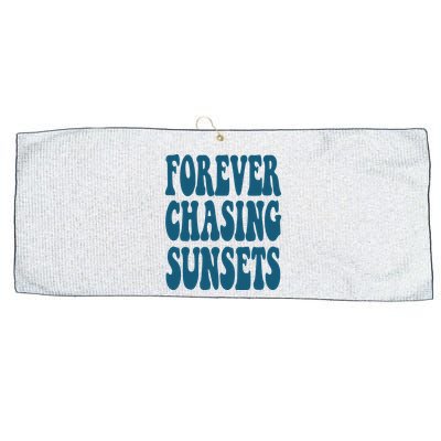 Forever Chasing Sunsets Retro Summer Large Microfiber Waffle Golf Towel