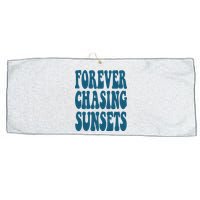 Forever Chasing Sunsets Retro Summer Large Microfiber Waffle Golf Towel