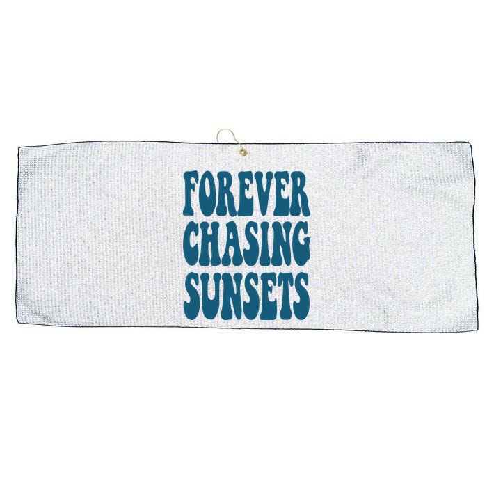 Forever Chasing Sunsets Retro Summer Large Microfiber Waffle Golf Towel
