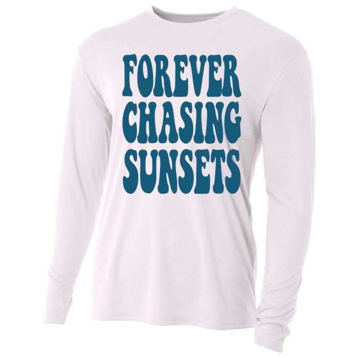 Forever Chasing Sunsets Retro Summer Cooling Performance Long Sleeve Crew