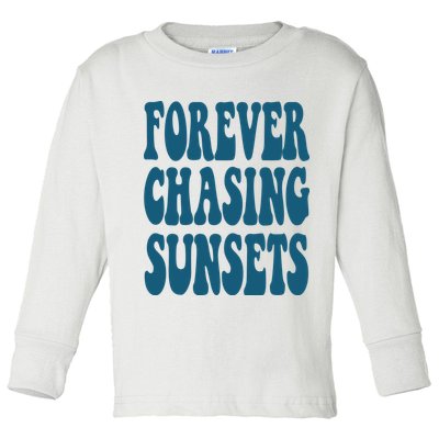 Forever Chasing Sunsets Retro Summer Toddler Long Sleeve Shirt