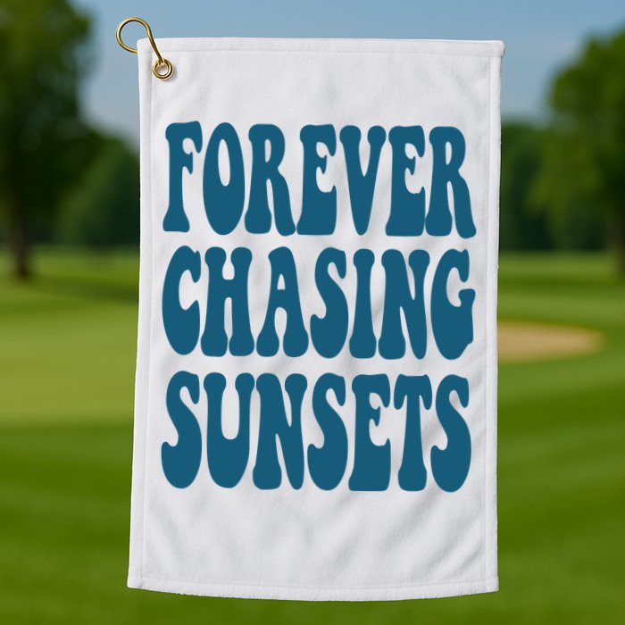 Forever Chasing Sunsets Retro Summer Golf Towel
