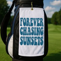 Forever Chasing Sunsets Retro Summer Golf Towel