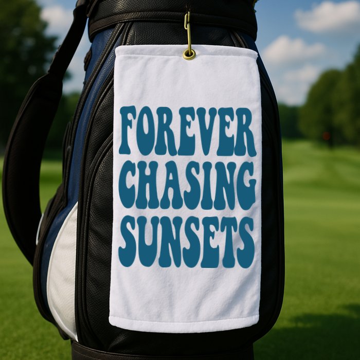 Forever Chasing Sunsets Retro Summer Golf Towel