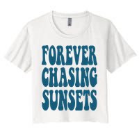 Forever Chasing Sunsets Retro Summer Women's Crop Top Tee