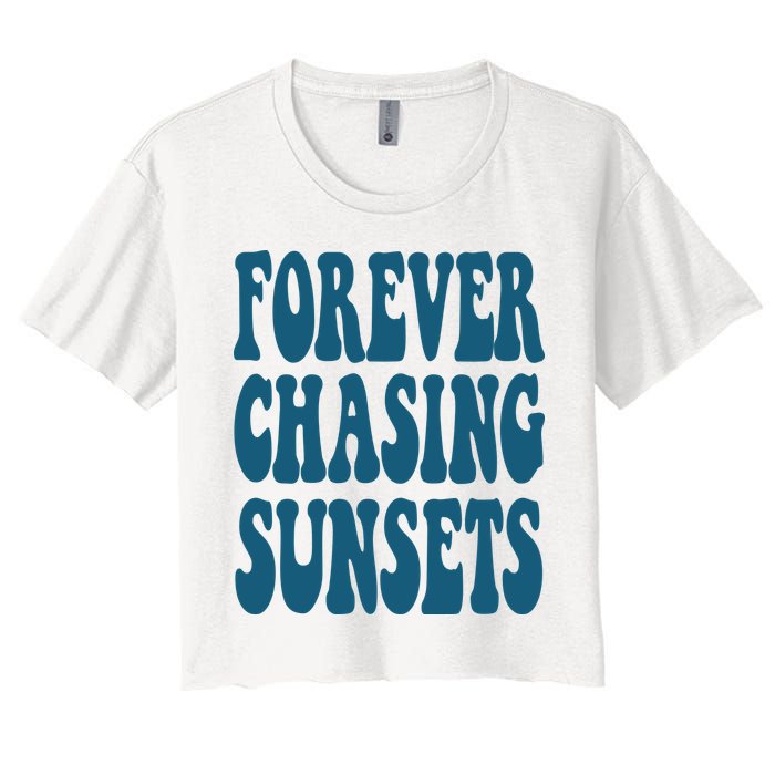 Forever Chasing Sunsets Retro Summer Women's Crop Top Tee