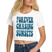 Forever Chasing Sunsets Retro Summer Women's Crop Top Tee