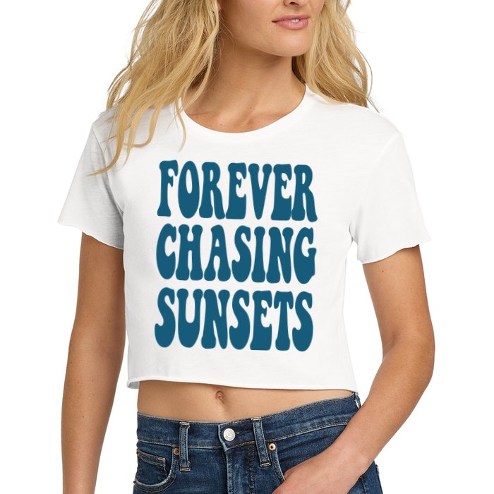 Forever Chasing Sunsets Retro Summer Women's Crop Top Tee
