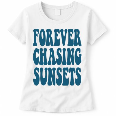 Forever Chasing Sunsets Retro Summer Womens T-Shirt