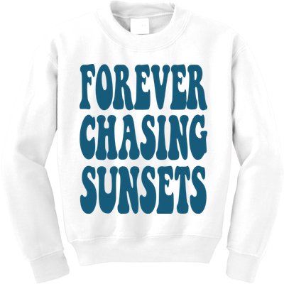 Forever Chasing Sunsets Retro Summer Kids Sweatshirt