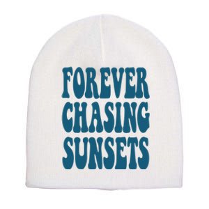 Forever Chasing Sunsets Retro Summer Short Acrylic Beanie