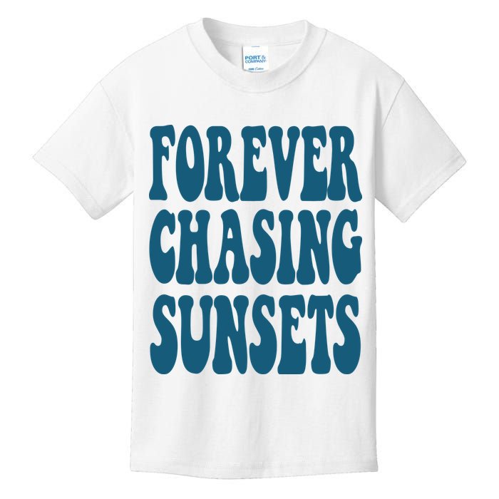 Forever Chasing Sunsets Retro Summer Kids T-Shirt