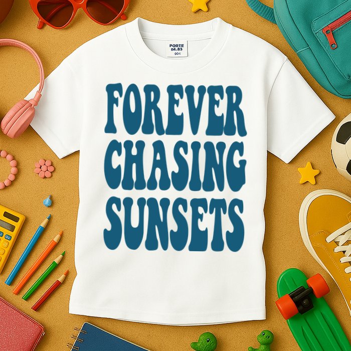 Forever Chasing Sunsets Retro Summer Kids T-Shirt