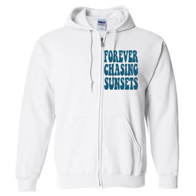 Forever Chasing Sunsets Retro Summer Full Zip Hoodie