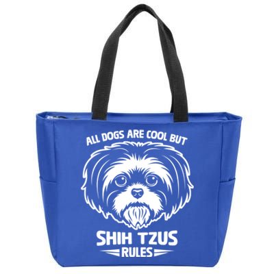 Funny Cute Shih Tzu Dog Rules Puppy Lover Funny Gift Zip Tote Bag