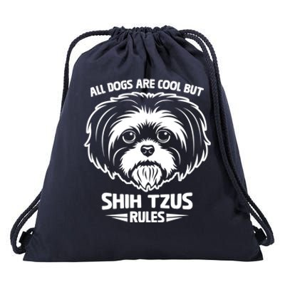 Funny Cute Shih Tzu Dog Rules Puppy Lover Funny Gift Drawstring Bag