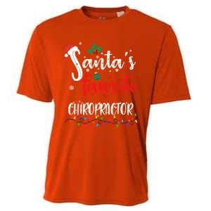 Funny Christmas SantaS Favorite Chiropractor Xmas Great Gift Cooling Performance Crew T-Shirt