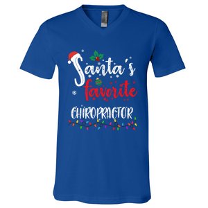 Funny Christmas SantaS Favorite Chiropractor Xmas Great Gift V-Neck T-Shirt